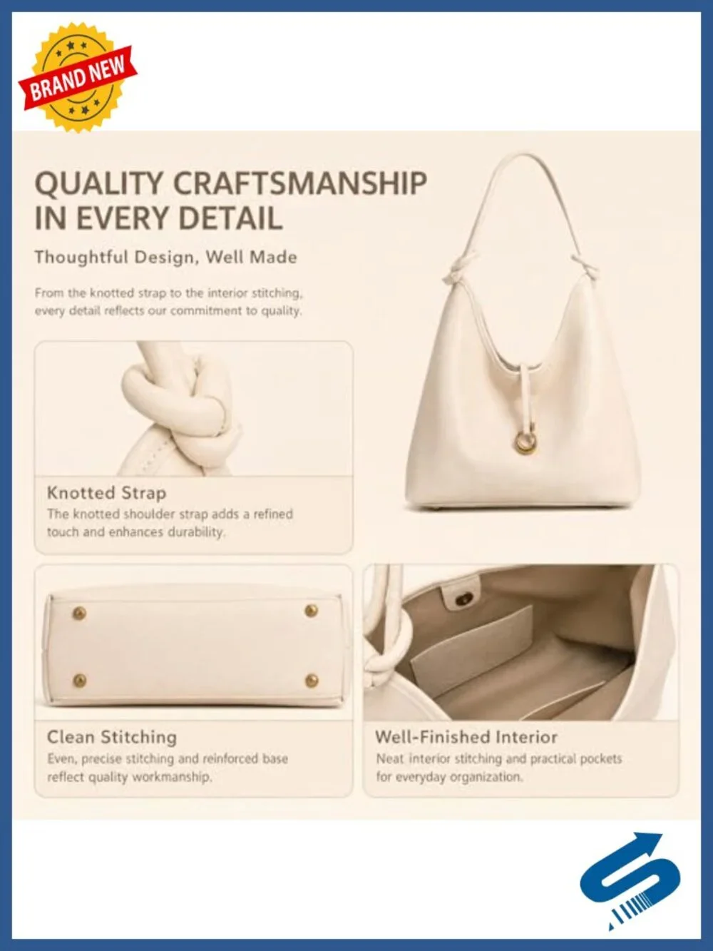 2-in-1 Hobo Tote Set with Detachable Pouch, Vegan PU Leather Shoulder Bag